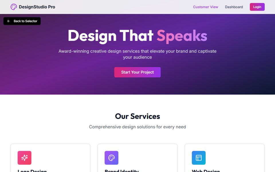 Preview of the Design studio sample site