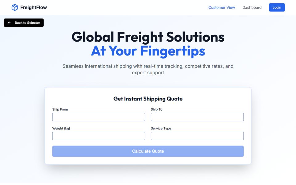 Preview of the Freight forwarder sample site