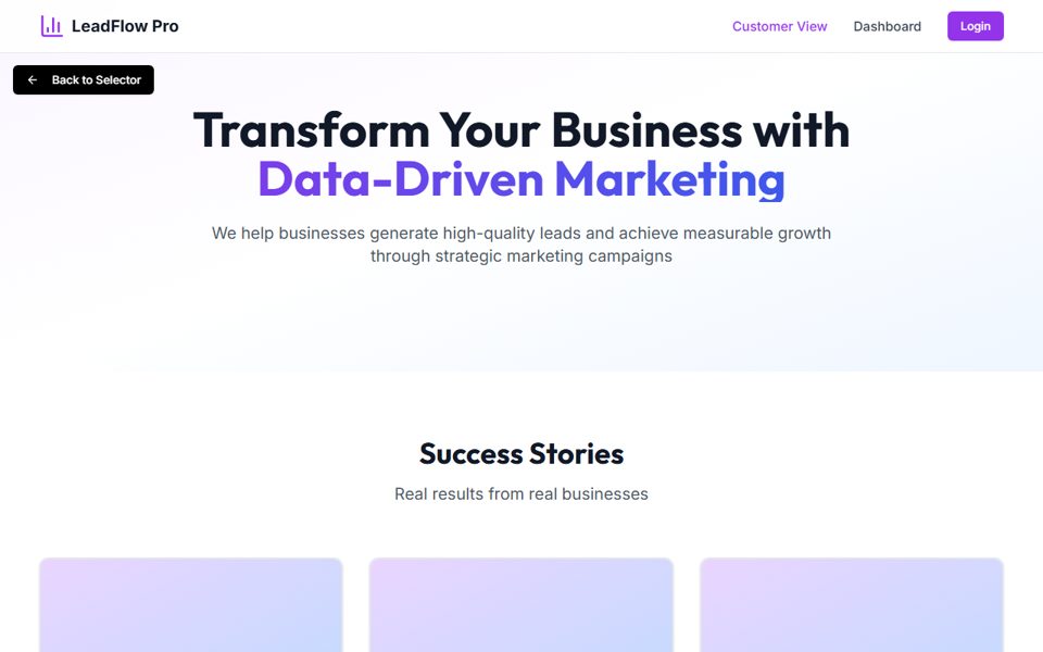 Preview of the Lead generation sample site
