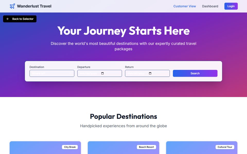 Preview of the Travel agency sample site